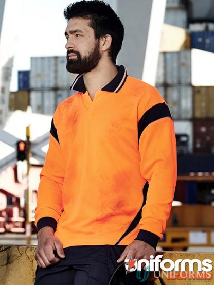 Orange and black long-sleeved work shirt from Syzmic Men’s Aztec Long Sleeve Polo