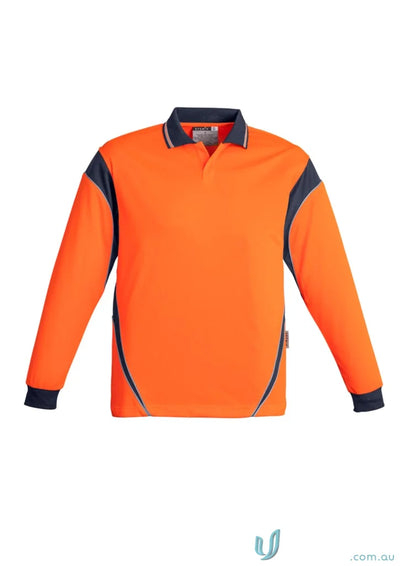 Orange Syzmik Men’s Vis Aztec Long Sleeve Polo Shirt for men