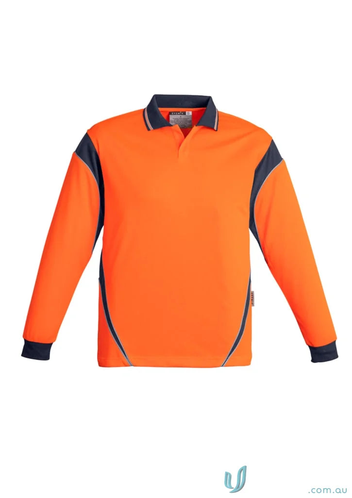 Orange Syzmik Men’s Vis Aztec Long Sleeve Polo Shirt for men