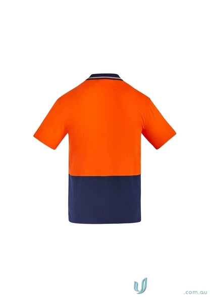 Orange and navy blue cotton short sleeve polo shirt from Hivis Cotton Syzmik RPOLZH435-A