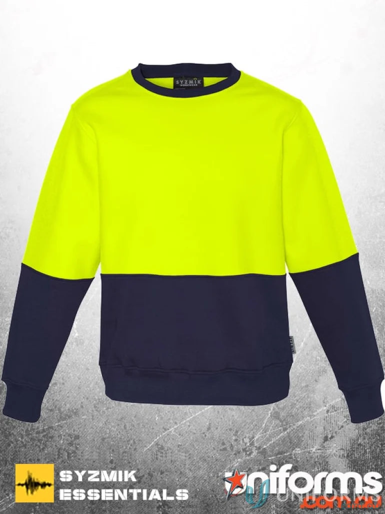 Two-tone hi-vis sweatshirt perfect for cold conditions, Syzmik HiVis Crew Sweatshirt