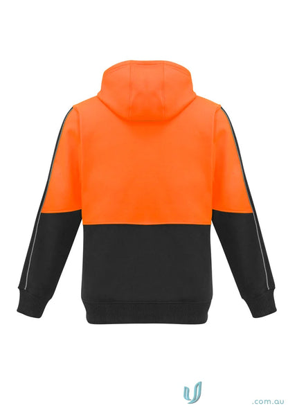 Orange and black zip hoodie ZT485 with mobile phone pocket from Syzmik HiVis for staying visible