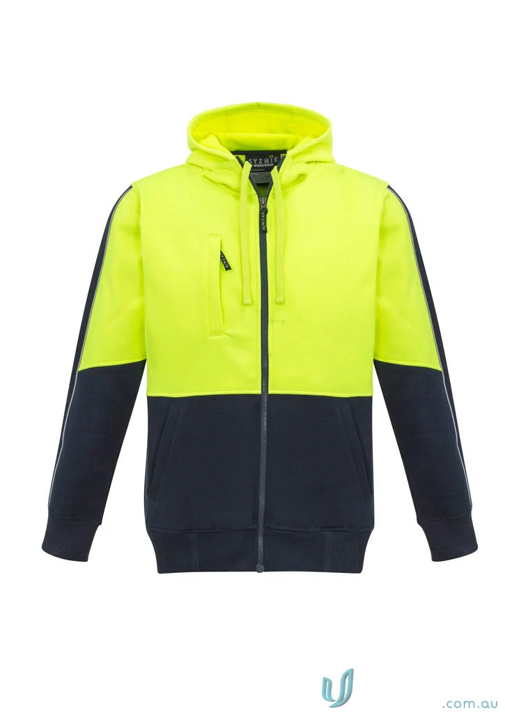 Two-tone hooded work jacket with zip hoodie zt485, stay visible, and mobile phone pocket