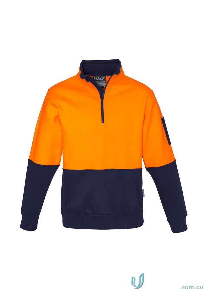 Orange and navy blue zip pullover zt476 from Syzmik HiVis Half for chilly workdays