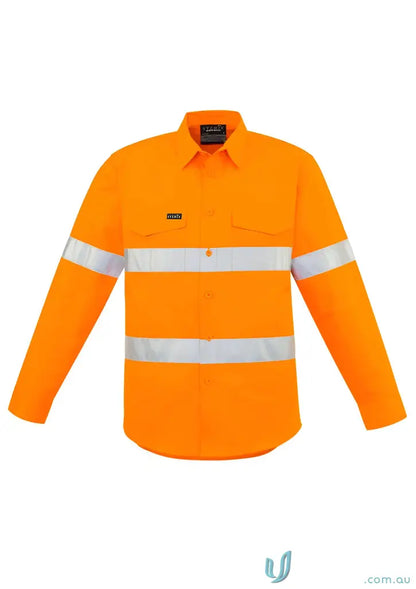 Orange long-sleeved safety shirt with hoop taped long sleeves from Szymik Men’s collection