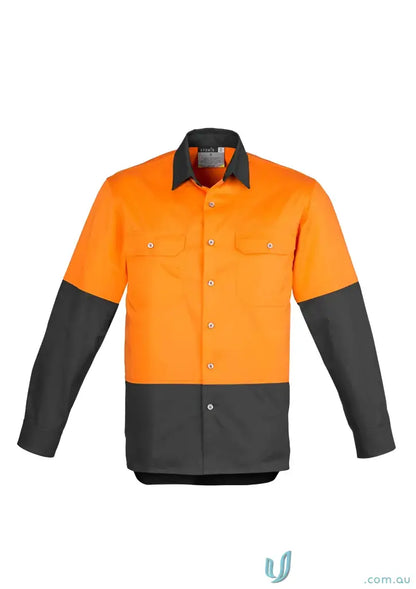 Orange and black work shirt Syzmik HiVis Industrial LS Shirt for demanding work environments