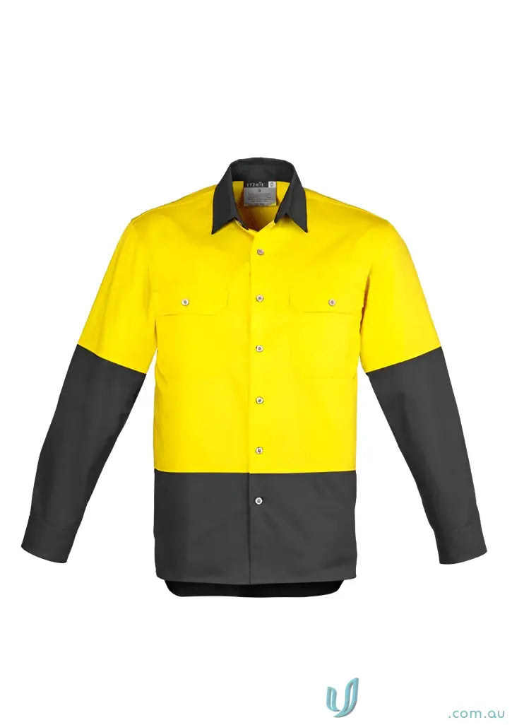 Yellow and black industrial long sleeve shirt Zw122 for demanding work environments