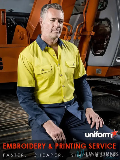 Syzmik HiVis Industrial LS Shirt for demanding work environments, industrial long sleeve shirt zw122