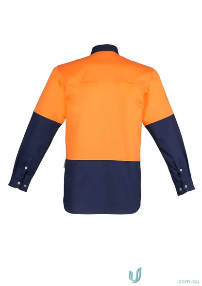 Orange and navy blue industrial long sleeve shirt zw122 for demanding work environments