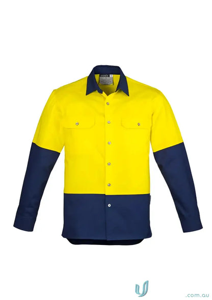 Yellow and blue industrial long sleeve shirt zw122 for demanding work environments
