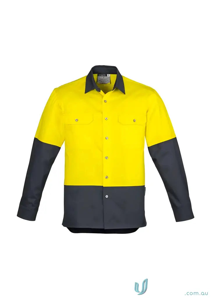 Yellow and gray industrial long sleeve shirt zw122 for demanding work environments