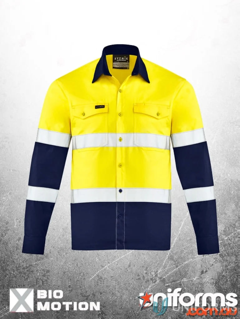 Syzmik men’s lightweight bio motion High-visibility work shirt with motion arm taping