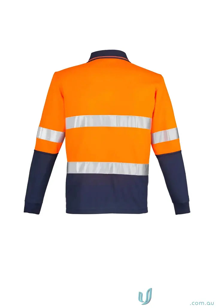 Orange and navy blue Syzmik Men’s Vis Spliced Long Sleeve Hoop Taped Work Shirt