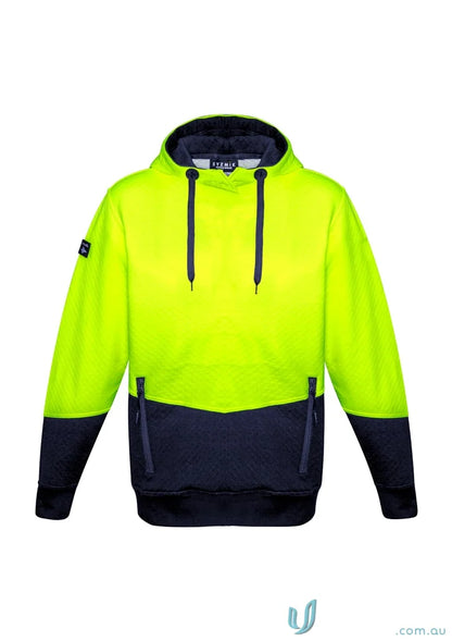 Syzmik Unisex Two-tone Hi-Vis Textured Jacquard Hoodie ZT477 for safety and style