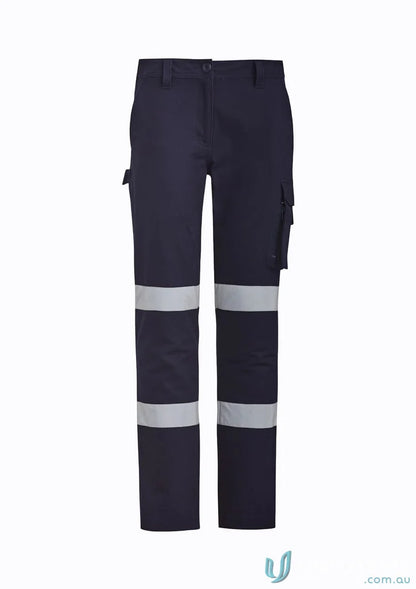 Navy blue women’s bio motion taped pant zp720 with reflective stripes from Syzmik