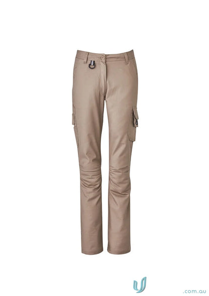 Syzmik women’s rugged cooling cargo pant zp704 in khaki color for a comfy rugged look