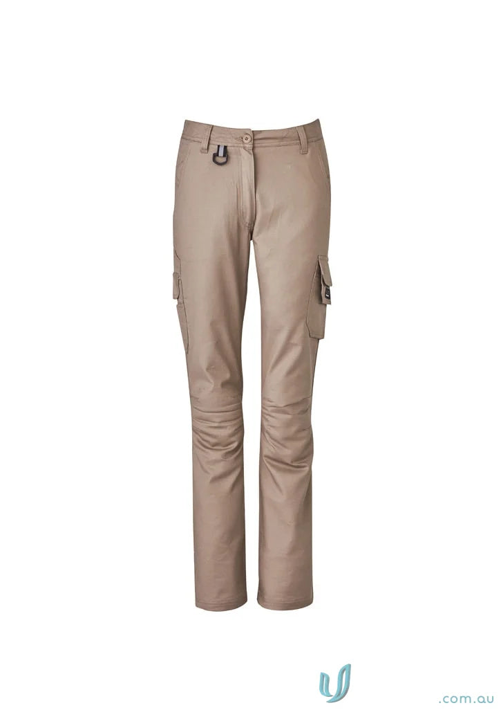 Syzmik women’s rugged cooling cargo pant zp704 in khaki color for a comfy rugged look
