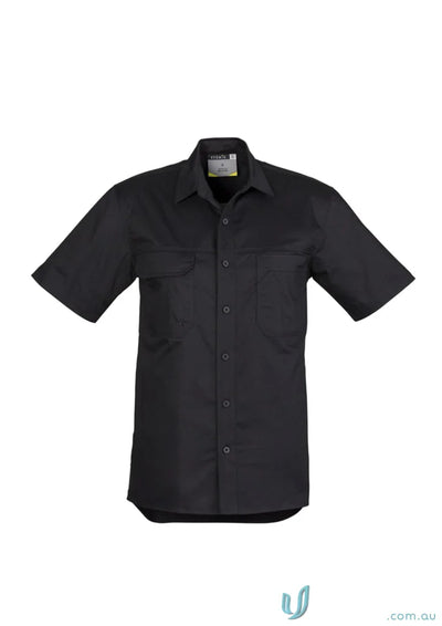 Black Syzmik Mens Lightweight Tradie Short Sleeve Shirt SW120 for work comfort