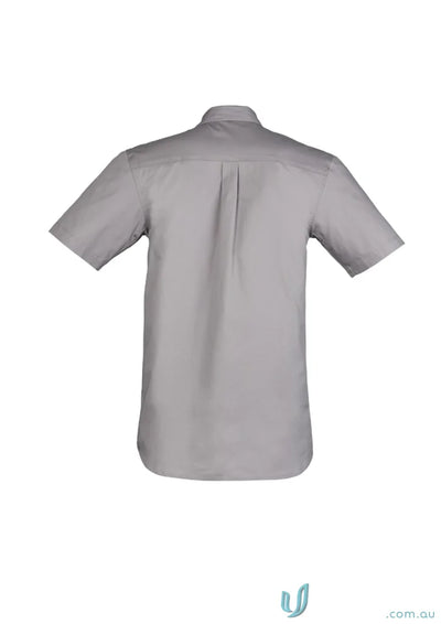 Gray syzmik mens lightweight tradie short sleeve shirt zw120 for work and casual wear