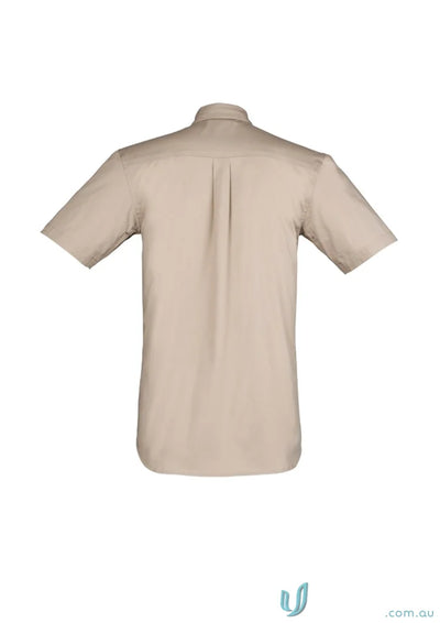 Khaki lightweight mens tradie short sleeve shirt SYZMIK zw120 for casual work look