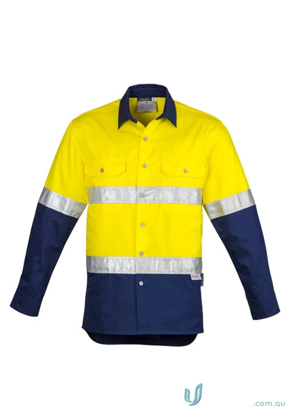 High-visibility Syzmik Men’s Industrial Long Sleeve Shirt with reflective stripes for demanding work environments