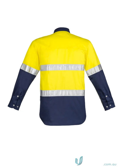 Yellow and navy blue Szymik mens industrial long sleeve shirt with hoop taped zw123 for demanding work environments