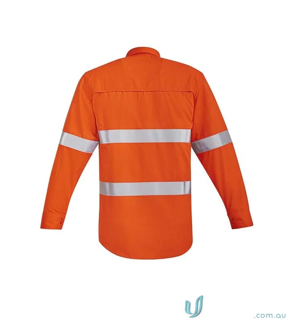 Syzmik men’s orange flame HRC safety shirt with reflective stripes for superior protection
