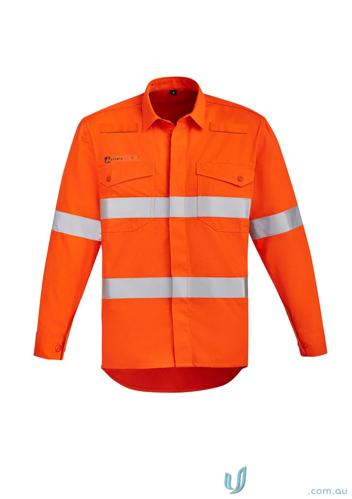 Syzmik men’s orange high-vis work shirt with orange flame HRC offers superior protection
