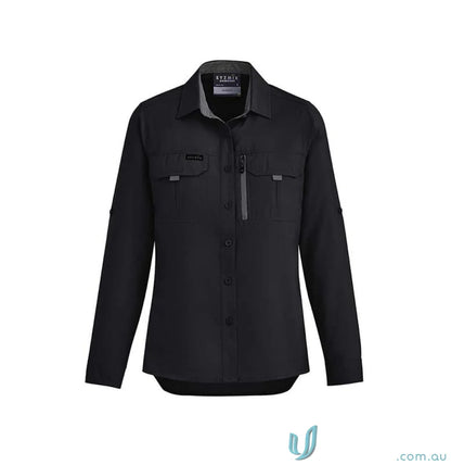 Syzmik Women’s Outdoor Long Sleeve Shirt with chest pockets and zipper detail zw760