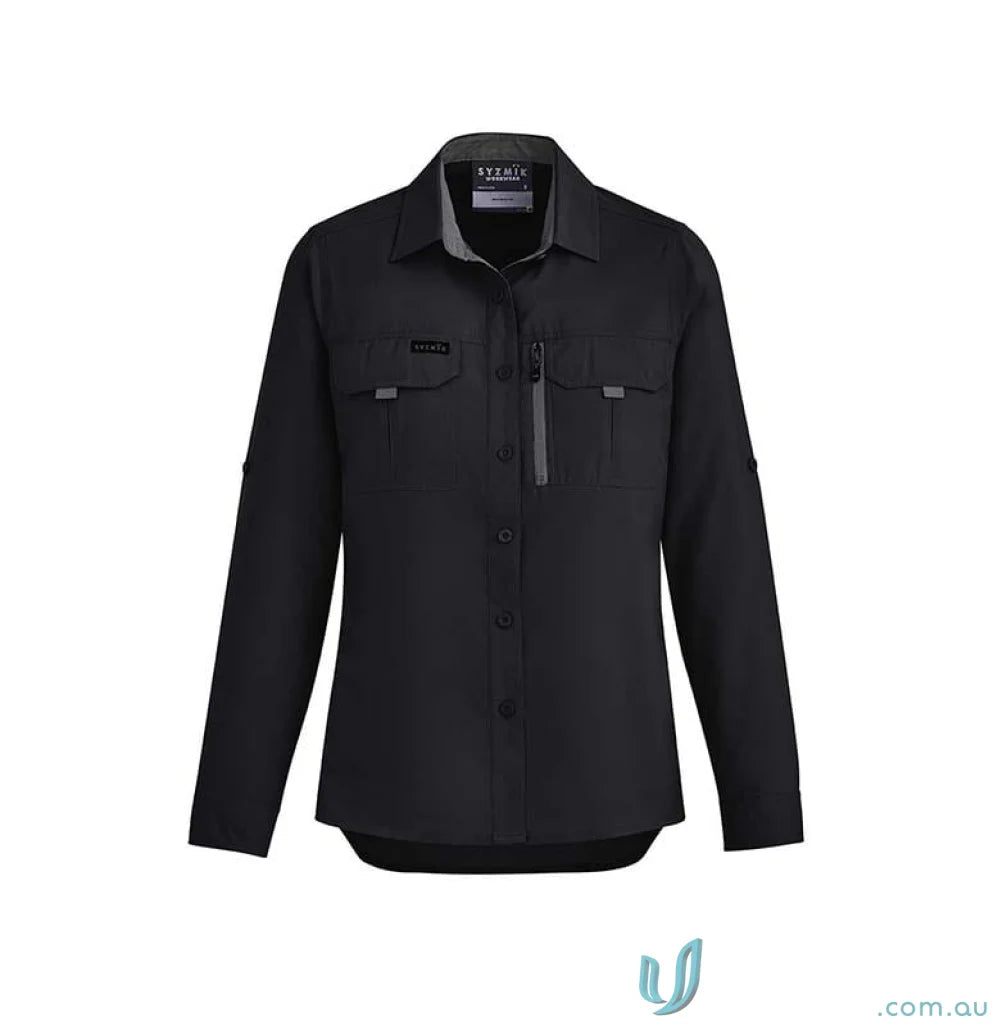 Syzmik Women’s Outdoor Long Sleeve Shirt with chest pockets and zipper detail zw760