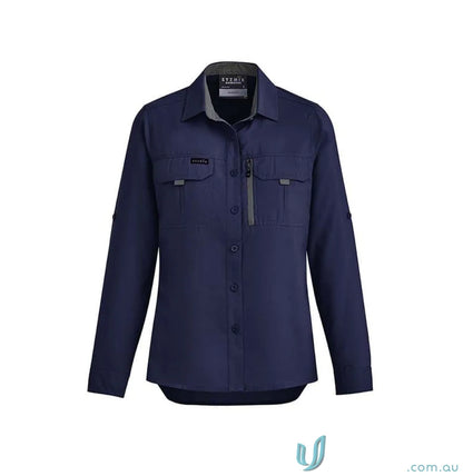 Syzmik Women’s Outdoor Long Sleeve Shirt with Chest Pockets and Zipper Detail