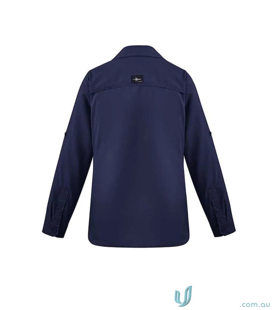 Syzmik Women’s Outdoor Long Sleeve Shirt with roll-up tabs and back vent, style zw760