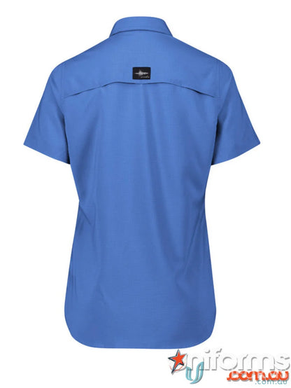 Blue Syzmik Outdoor Ladies SS Shirt with feminine fit, perfect for women’s outdoor short trips