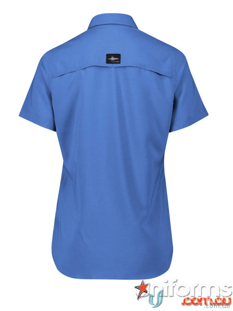 Blue Syzmik Outdoor Ladies SS Shirt with feminine fit, perfect for women’s outdoor short trips