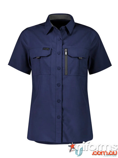 Navy blue Syzmik Outdoor Ladies women’s outdoor short-sleeved work shirt with feminine fit