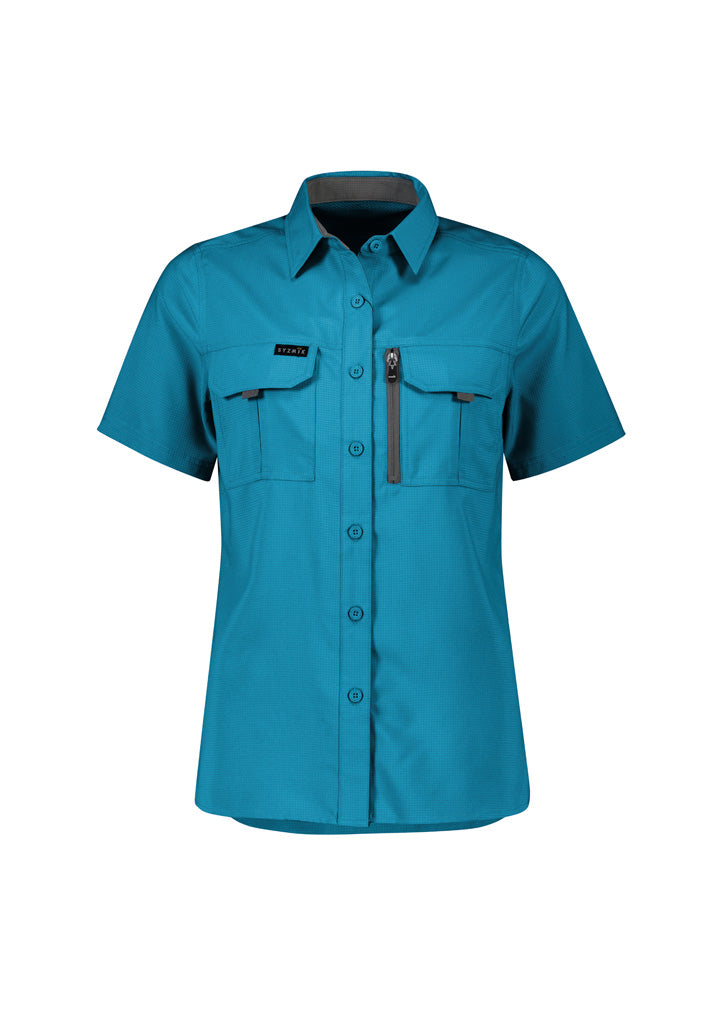 Syzmik Outdoor Ladies womens outdoor short shirt in teal feminine fit