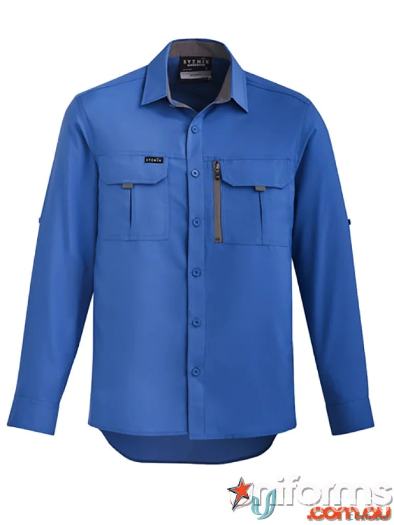 Blue syzmik outdoor men’s outdoor long sleeve shirt for casual and outdoor adventures
