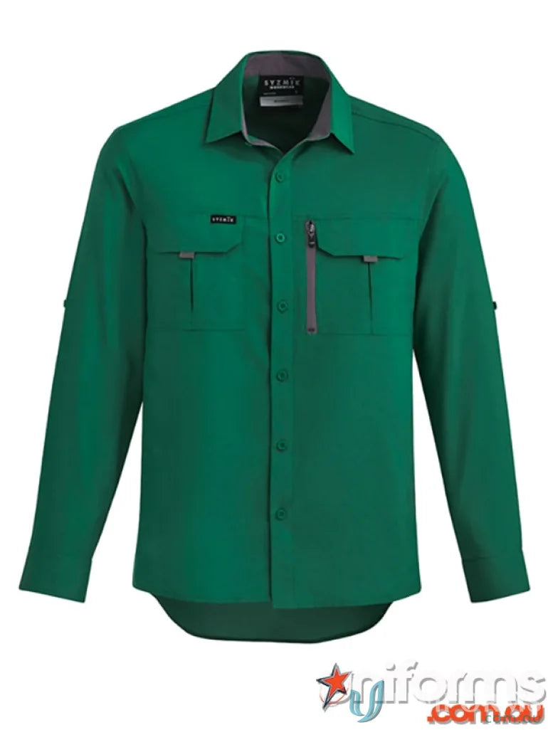 Green Syzmik Outdoor LS Shirt for men’s outdoor long sleeve adventures