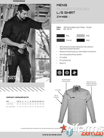 Syzmik men’s rugged cooling long sleeve shirt perfect for hot days and outdoor adventures