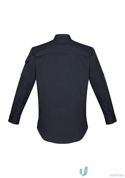 Navy long-sleeved Syzmik men’s rugged cooling long shirt for comfortable wear