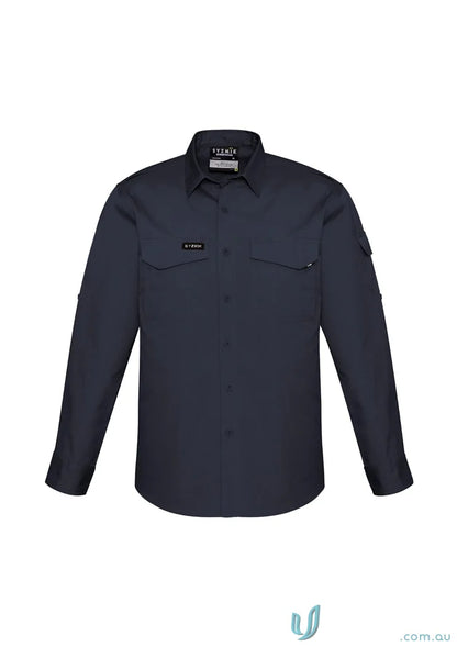 Syzmik men’s rugged navy cooling long shirt with long sleeves and buttons