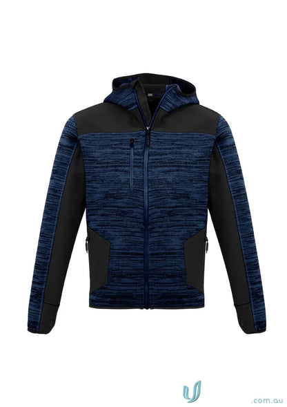 Blue and black Syzmik Streetworx reinforced knit hoodie ZT360 zip-up jacket