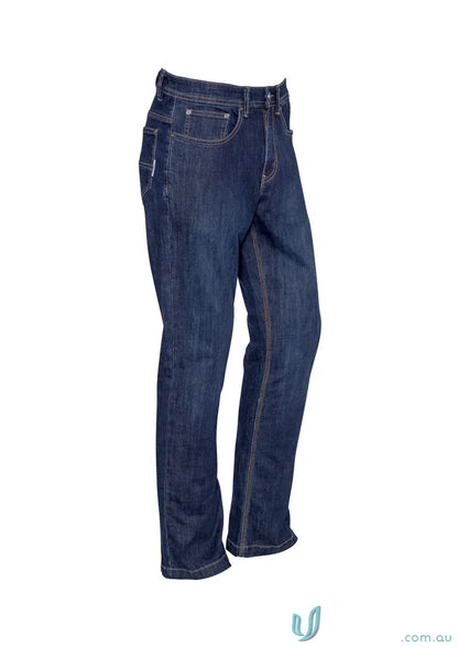 Dark blue Syzmik men’s stretch denim work jeans for durable comfort