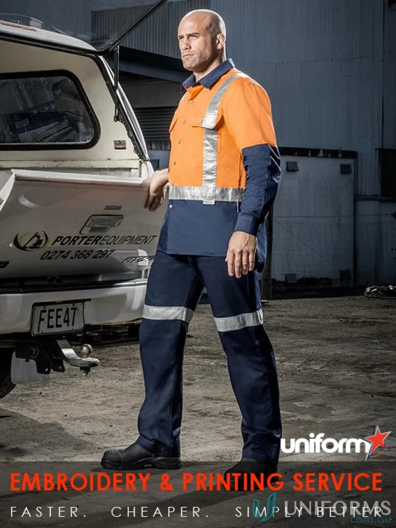 Man in workwear wearing Syzmik Men’s Taped Utility Pant zw004, durable taped utility pant