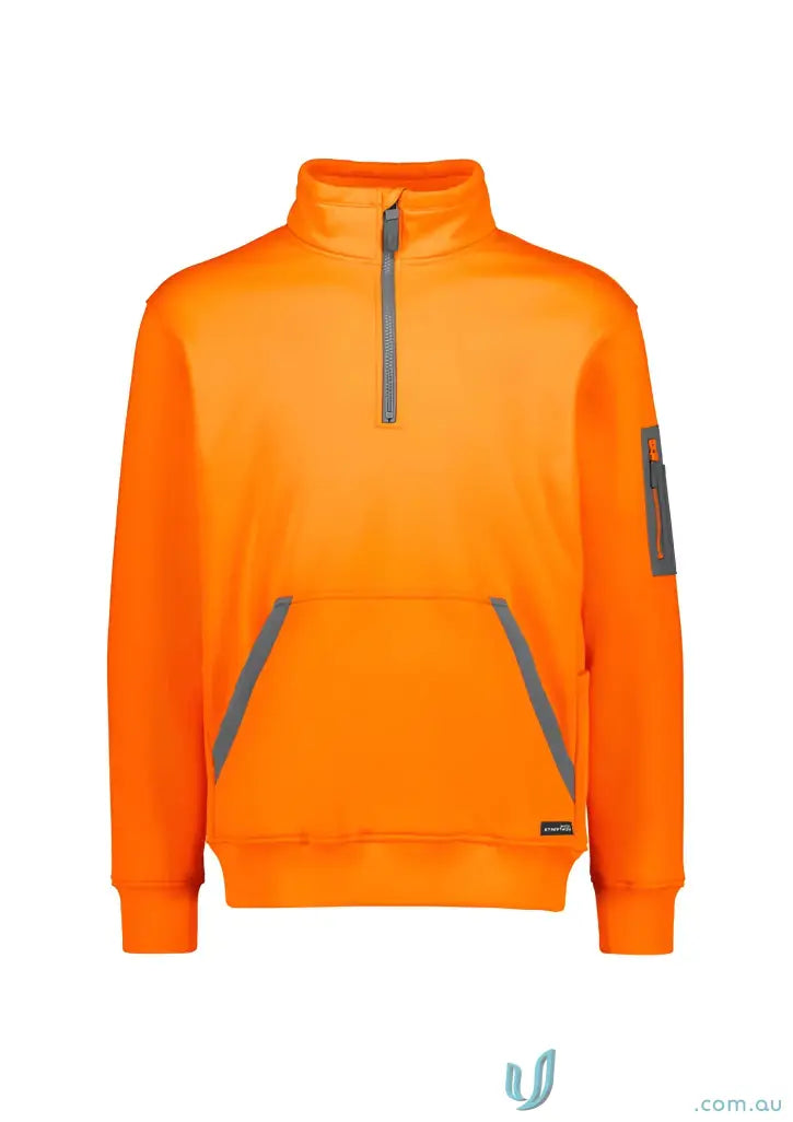 Orange quarter-zip sweatshirt from Syzmik Unisex Streetworx Water Resistant collection