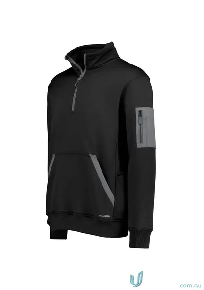 Black syzmik unisex streetworx water resistant 1/4 zip sweatshirt with gray accents