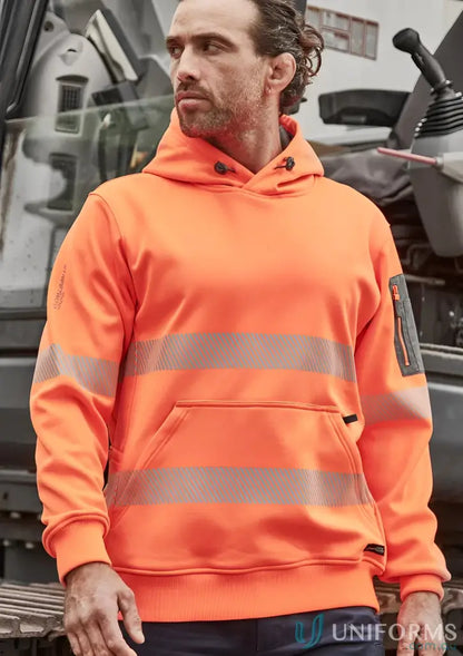 Orange high-visibility hoodie with segmented reflective tape from Syzmik Unisex Streetworx