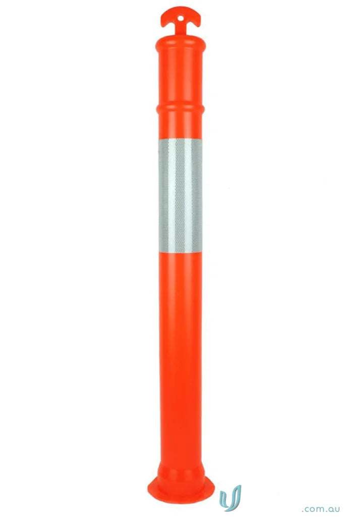 Orange traffic safety bollard with reflective tape for workwear and uniforms visibility