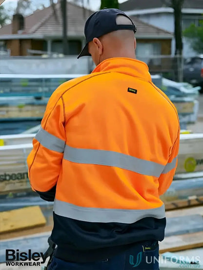 Orange and black high-visibility workwear jacket with rib knit details for uniforms