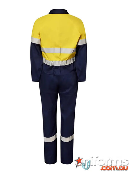 Blue and yellow reflective work jumpsuit with chest pocket from Taped HiVis Coveralls workwear